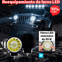 🔥【Compre 1 y obtenga 1 gratis】(2 piezas)Faros LED redondos de 99 W para coches modificados, faros auxiliares para vehículos todoterreno