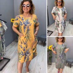 💕【Compre 1 y obtenga 1 gratis】💕【S-5XL】2024 Elegante vestido con estampado de lino y algodón