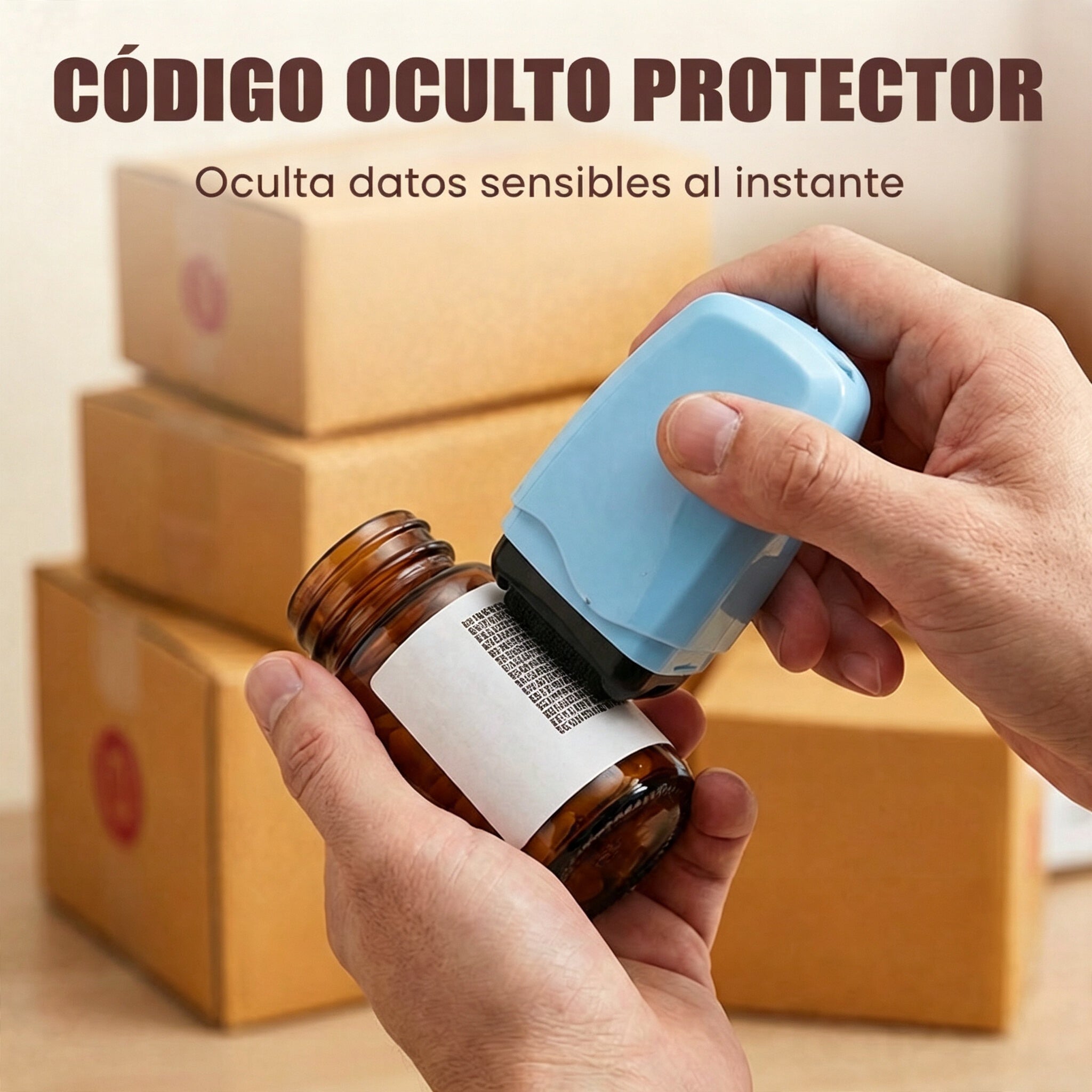 【3 piezas por solo 27 €】🔒 Rodillo tampón de protección de datos – Oculte información personal en paquetes y documentos con un patrón de código confuso