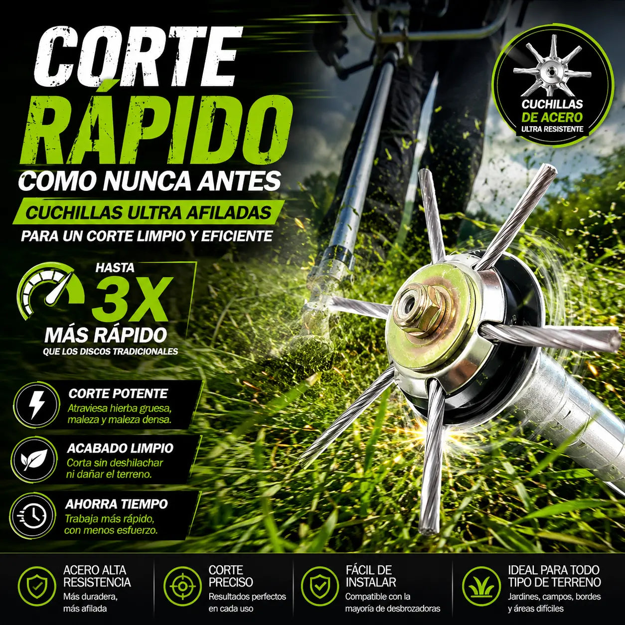30%OFF⏰Compra 1 y llévate 1 gratis🔥 Cabezal de corte reemplazable para cortacésped/desbrozadora - cabezal de corte de acero para cortar césped 🌿✂️⚙️