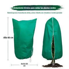 🧊【Juego de 3 piezas】🌱 Funda Antiescarcha para Plantas 60×80 cm – Tejido No Tejido con Cierre de Cremallera y Cordón Ajustable, Protege tus Cultivos del Frío 🔒