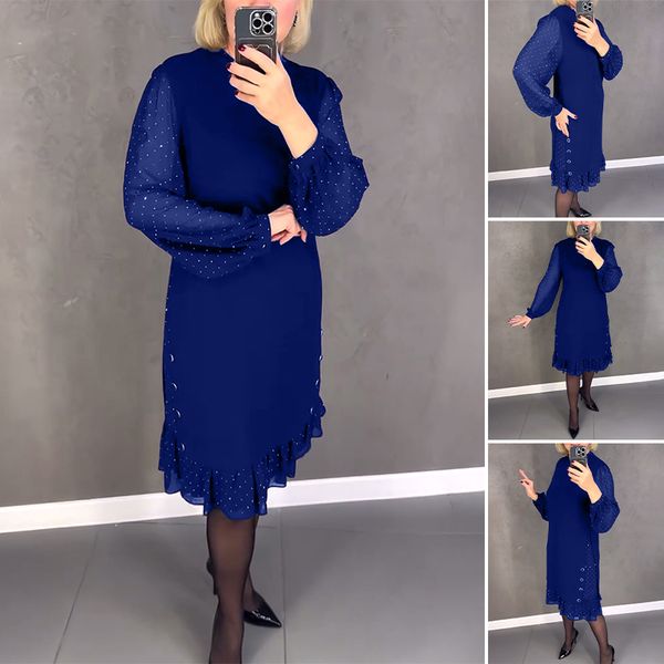 🔥👗【S～5XL】Nuevo vestido casual de moda con volantes amplios y mangas largas en color sólido