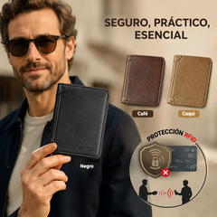 🐂✨ Nueva cartera de cuero genuino para hombre con sistema antirrobo