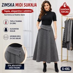 👗🎀【S-4XL】Jesensko/zimska vunena midi suknja