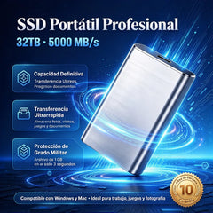 ⚡【32TB】💾 Unidad de Estado Sólido SSD Ultrafina de Nueva Generación | Alta Capacidad y Alta Velocidad | Almacenamiento Portátil 🚀
