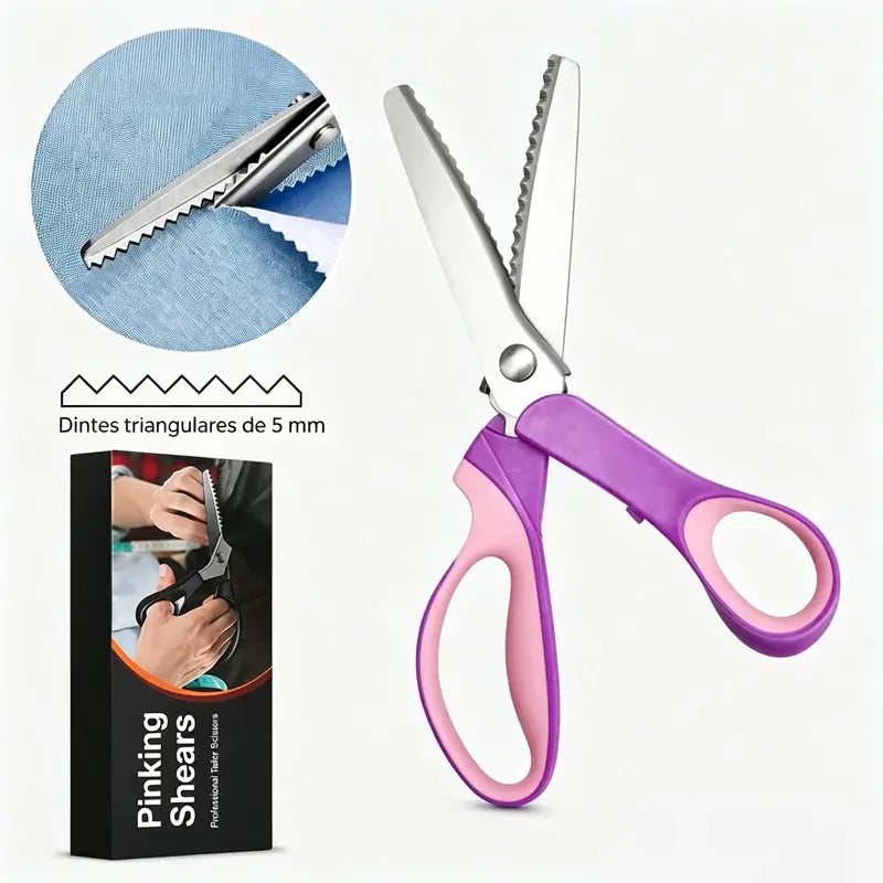 👗✂️ Tijeras de sastre con borde decorativo – Profesionales en corte zigzag y ondulado | Perfectas para telas, patchwork y proyectos DIY