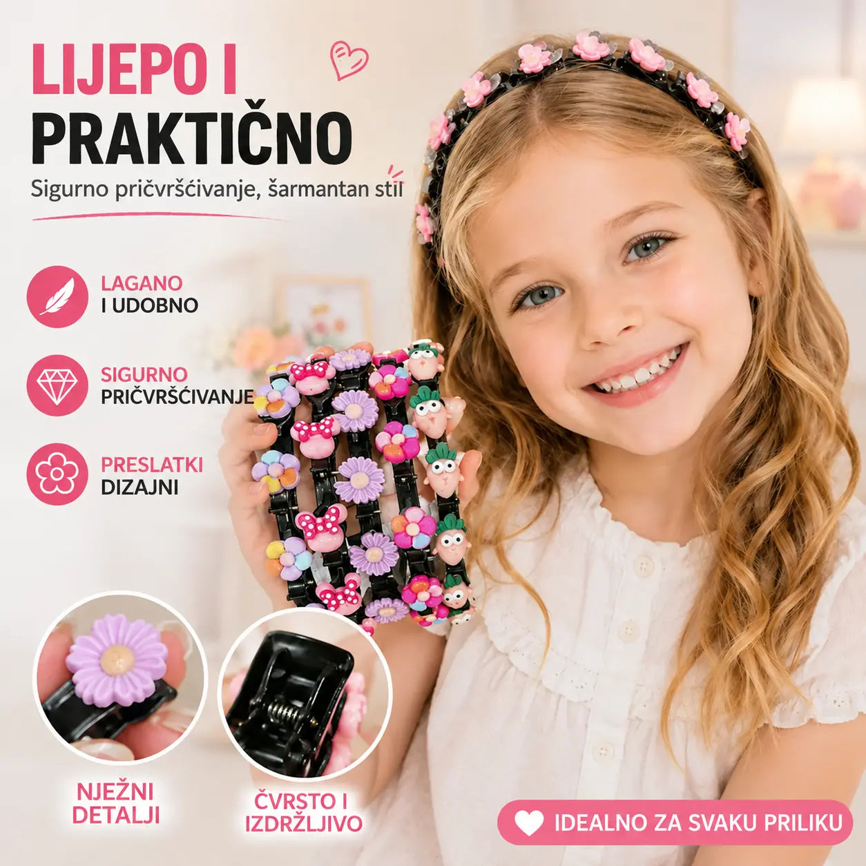 👑【5 komada】Štapići, kopče i pletene vrpce za djevojčice