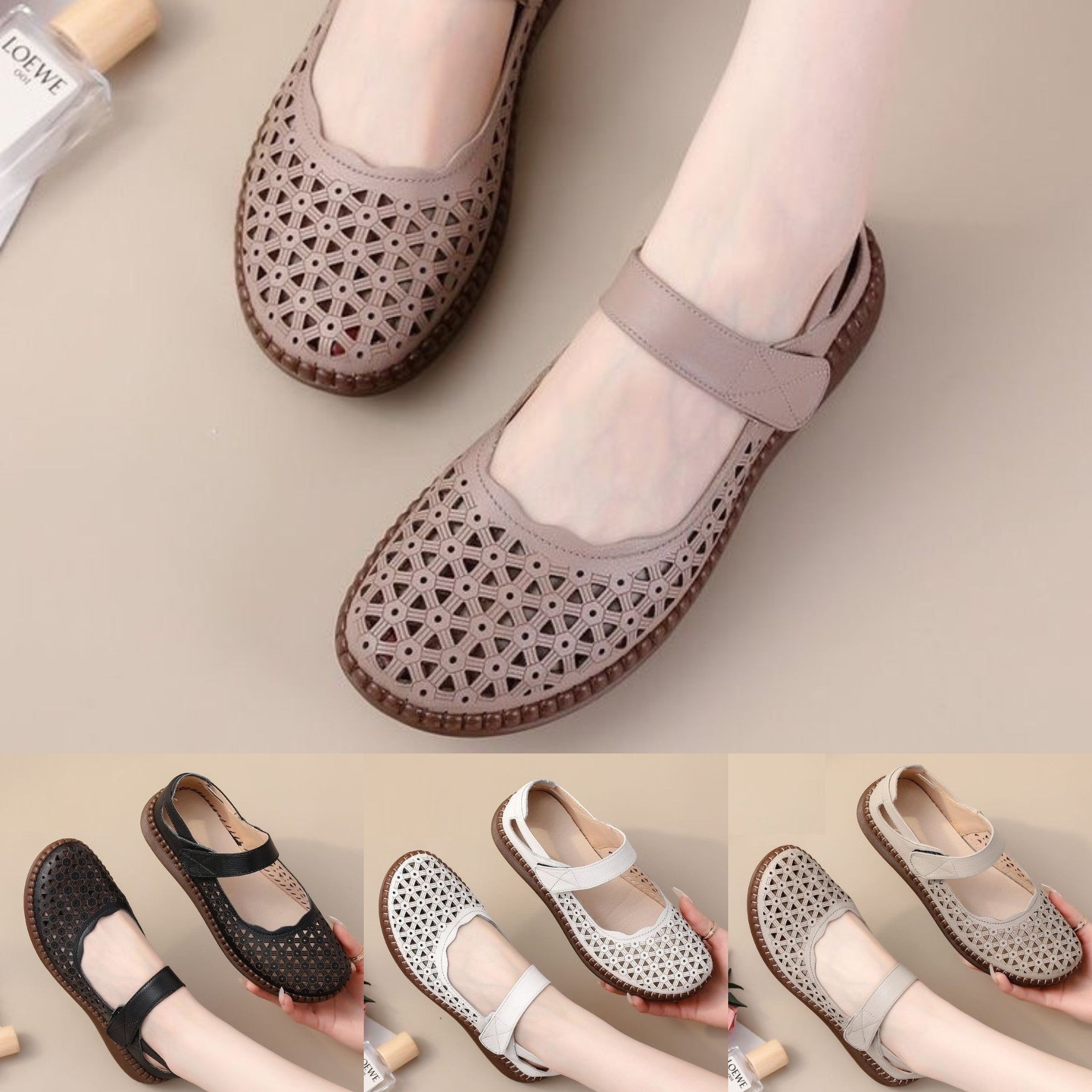 👡👡【35-40】【Piel de vaca de primera capa】Sandalias de mujer de piel auténtica, zapatos de suela blanda.