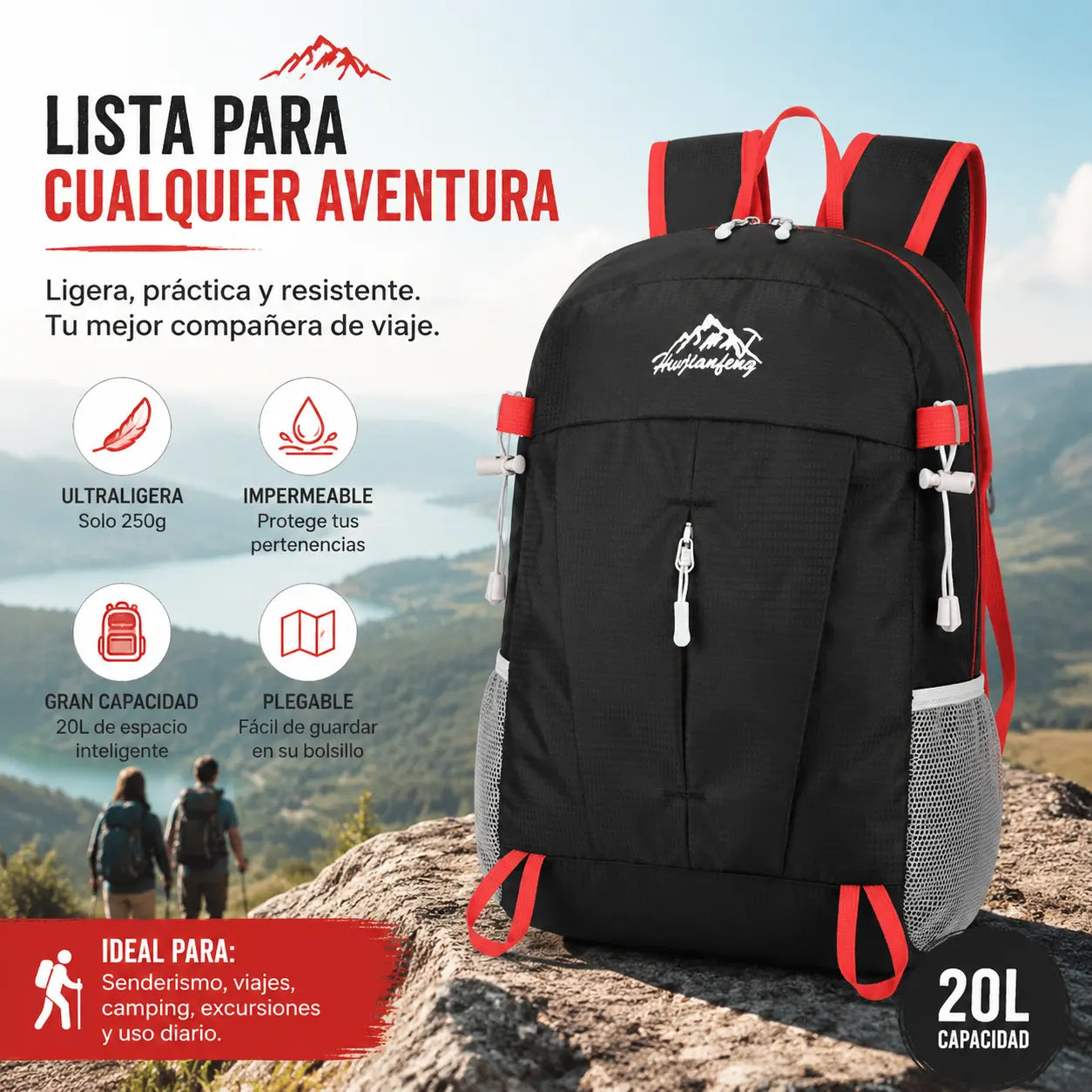 🎒💧 Mochila de Camping Plegable e Impermeable – Ligera, Resistente y Fácil de Guardar 🏕️