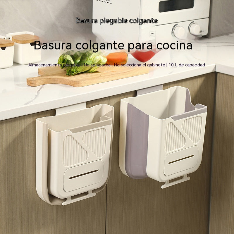 Cubo de basura plegable para el hogar, cubo de basura colgante para la puerta del armario de la cocina