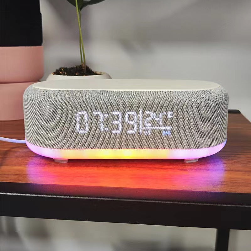Reloj, despertador, carga inalámbrica, lámpara de escritorio, termómetro, cargador inalámbrico para teléfono 6 en 1
