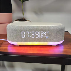 Reloj, despertador, carga inalámbrica, lámpara de escritorio, termómetro, cargador inalámbrico para teléfono 6 en 1