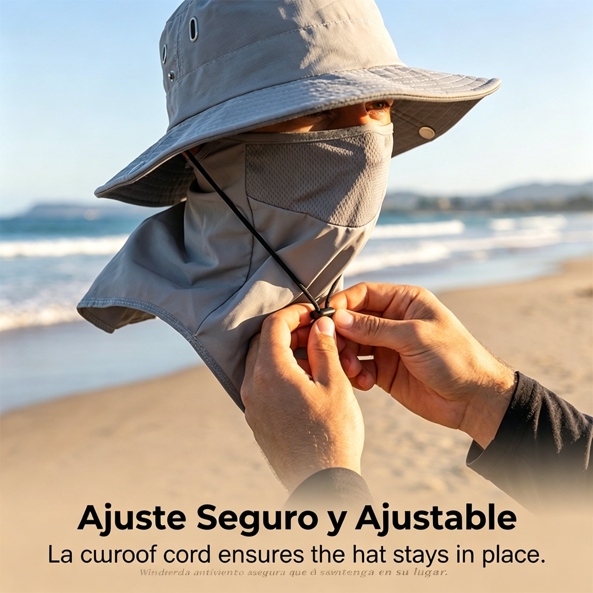 🧢🎣 Gorro de pescador transpirable con mascarilla desmontable – Protección UPF 50+, ligero e ideal para actividades al aire libre 🛡️
