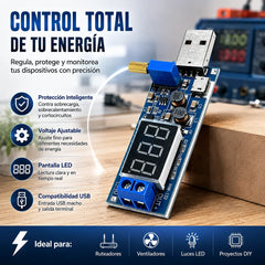 🔌【Interfaz micro + interfaz tipo C】💻 Módulo de alimentación USB ajustable – Regulador step‑up de 5V a salida múltiple (3.3‑24V) | Fuente de escritorio para todo tipo de dispositivos 🔋
