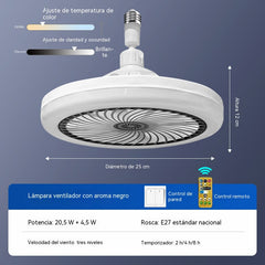 💡❄Ventilador y luz integrados para uso doméstico- atenuación tricolor🌈