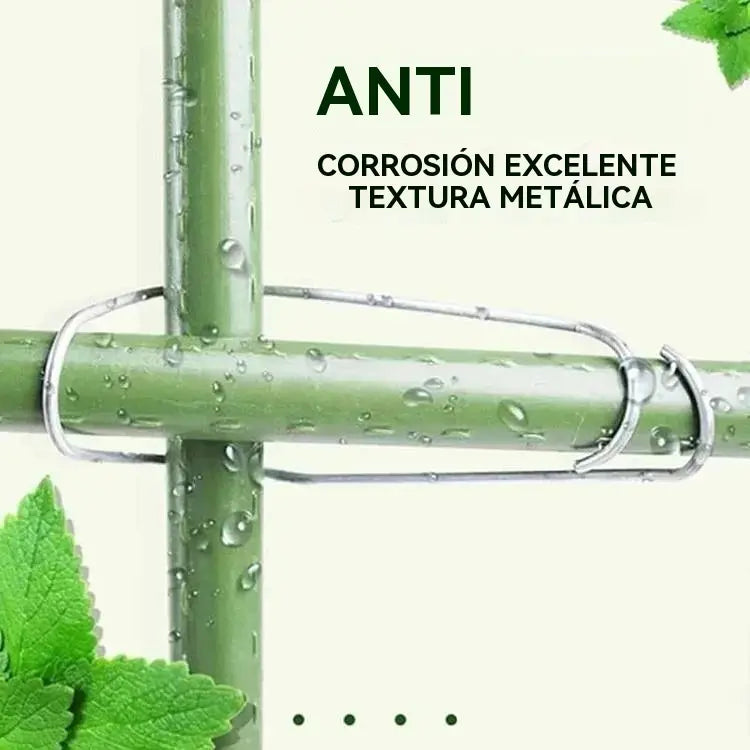 🔥【30 piezas por 25 euros】🌿 Clip Conector de Resorte para Tutores de Jardín | Fijación Cruzada para Tubos de Acero Recubierto | Soporte para Plantas Trepadoras 🔗