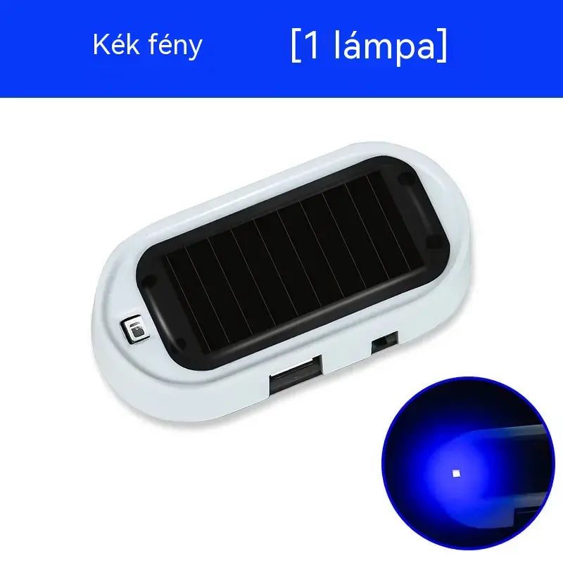 📢🚗 2 darab 8200 Ft ⏰ Villogó fényű, lopásgátló funkcióval ellátott napelemes LED-lámpa