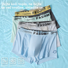 【Kupite 3, dobite 3 gratis】Moške boksarice iz ledeno modre svile