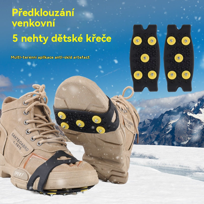 ❄️¡Compra 1 y llévate 1 gratis! 🔥Polainas de crampones antideslizantes invisibles de cinco dientes, adecuadas para caminar en la nieve en invierno, montañismo, escalada en roca y actividades en hielo.