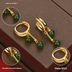 🏆【🔥Venta caliente】🎀Pendientes con forma de bambú, pendientes verdes de alta gama.