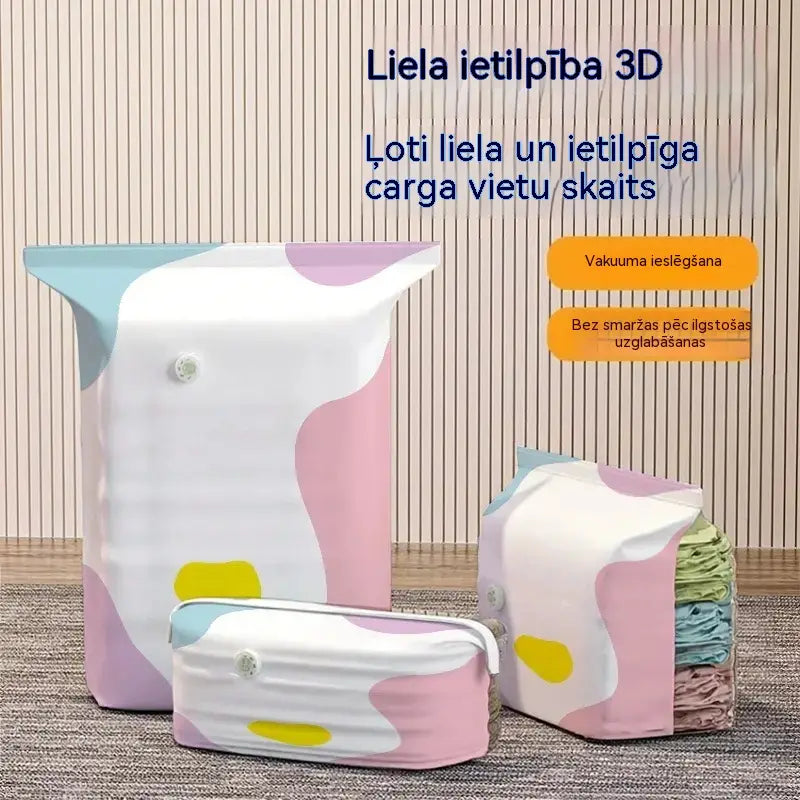 【5 daļu komplekts】 Liels, saspiežams vakuuma uzglabāšanas maiss: nav nepieciešams sūknis, hermētisks un ideāli piemērots vietas ietaupīšanai čemodānā un mājās