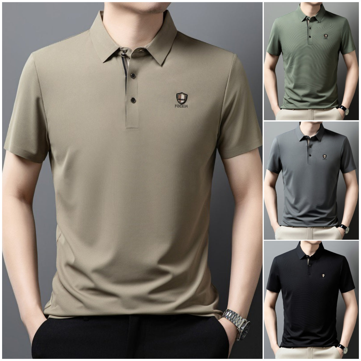 【1 pieza 35 euros】【M-4XL】Verano 2026 Nuevo polo casual con solapa de media manga de seda helada