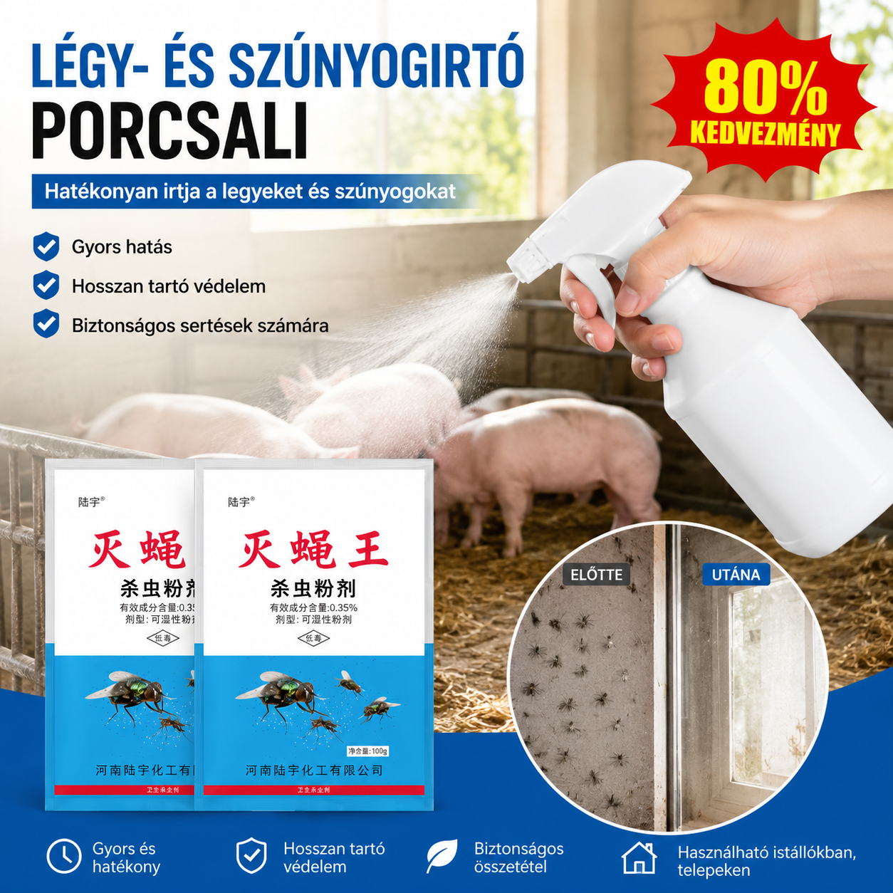 🔥Különleges ajánlat🦟Kifejezetten szúnyogok és legyek irtására tervezték a farmokon, egy csomag elpusztítja a bolhákat/szöcskéket/csótányokat/legyeket/szúnyogokat!