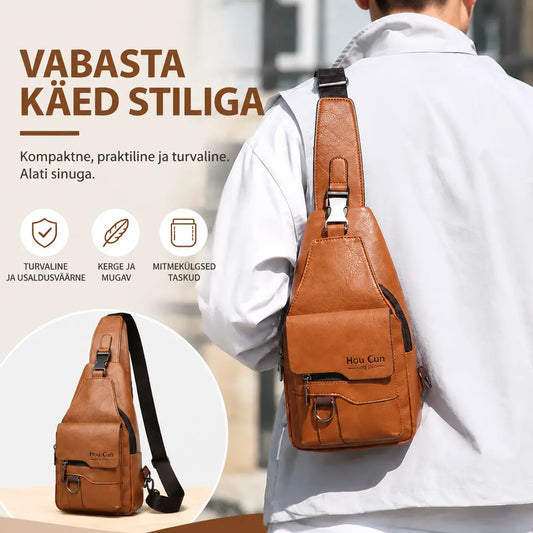 🎒 Retrostiilis veekindel ehtsast nahast õlakott: hädavajalik ese igapäevasteks pendelrännakuteks.