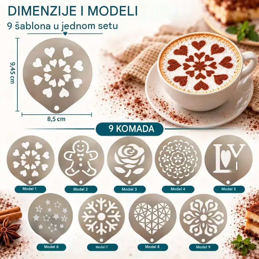 Šablona od nehrđajućeg čelika za latte art