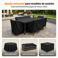 🔥 Funda impermeable para muebles de exterior: tejido Oxford 210D, resistente a los rayos UV y al viento. Protege los muebles de patio, de jardín y los cojines contra la lluvia, el sol y el polvo. 🪑✨