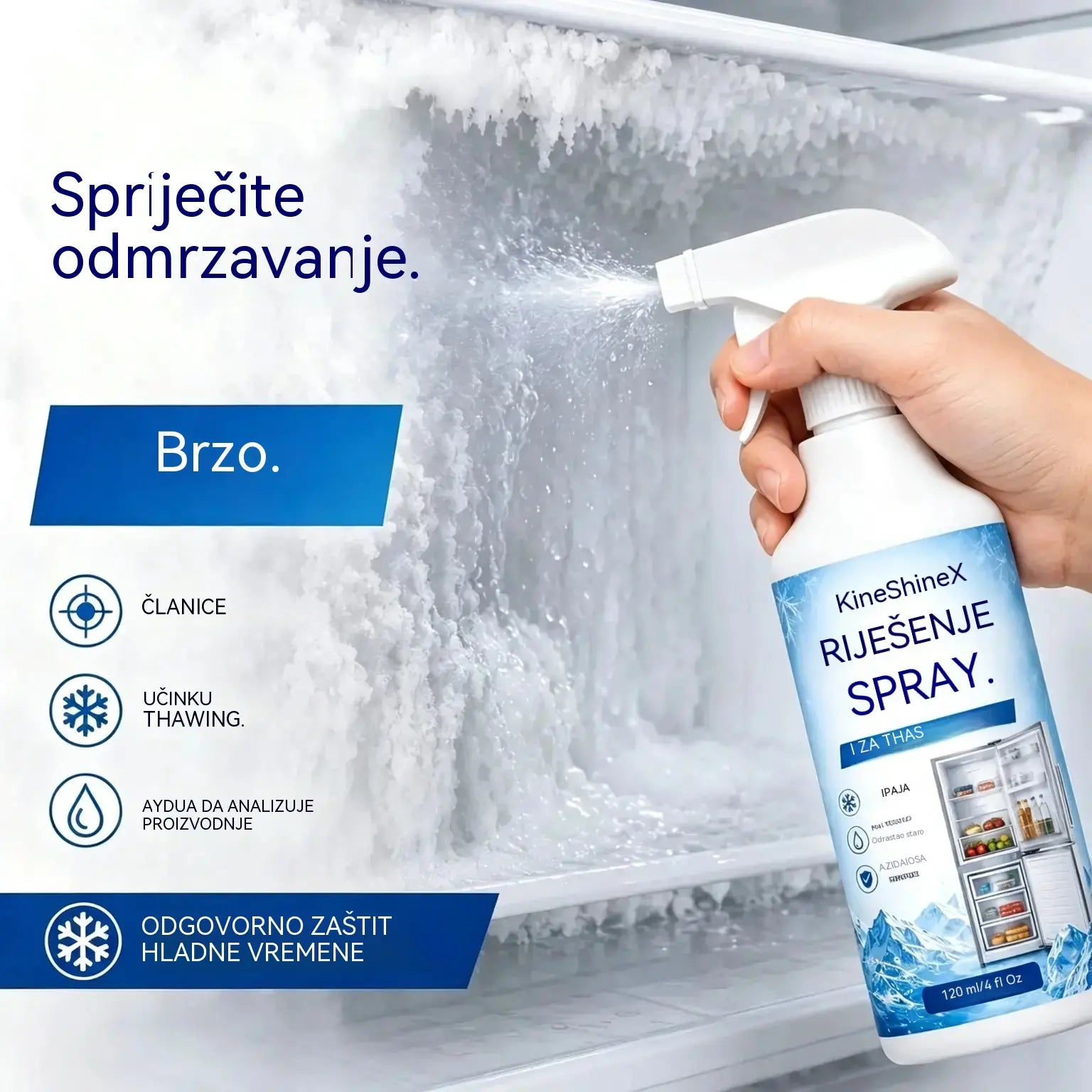🔥【Kupite 1, dobijte 1 gratis】❄️ Novi sprej za odmrzavanje iz 2026. 🧡 Brzo uklanja led iz zamrzivača
