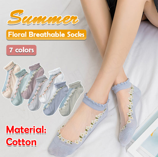 🧦✨【7 Pares】Calcetines de Verano Transpirables con Encaje – Frescos, Cómodos y de Algodón