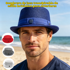 🤠🎩Sombrero de sol de malla transpirable para exteriores, estilo británico, estilo jazz.