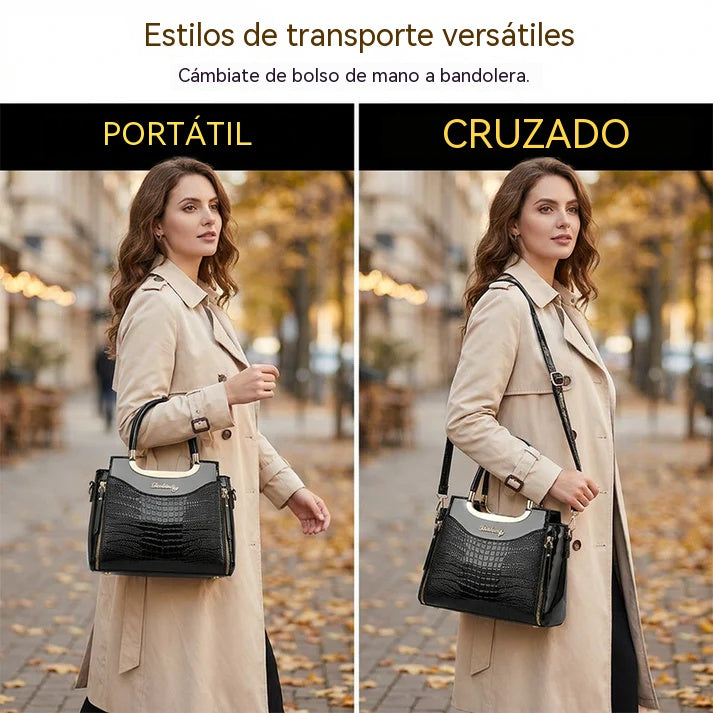 💎Oferta imperdible 2026✨ Bolso de mano vintage brillante con relieve de cocodrilo para mujer: elegante, espacioso y con un estilo impecable.