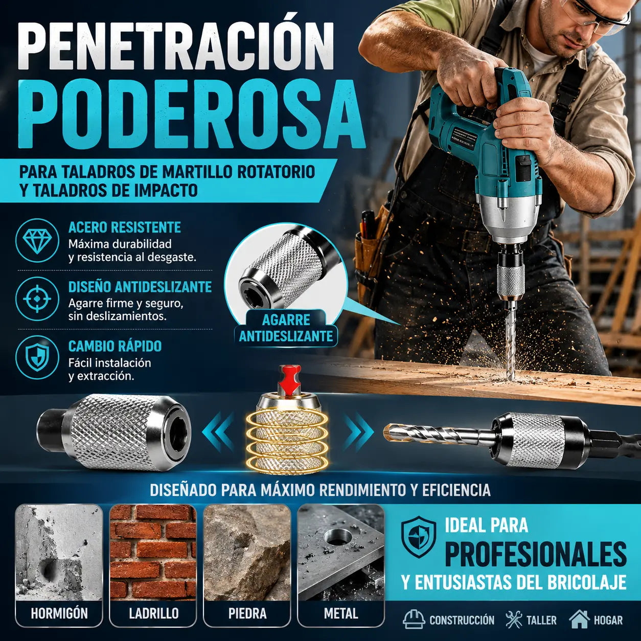 📢🔥 ¡50% de descuento! 【Juego de 2 piezas】👍 Adaptador convertidor de llave eléctrica a taladro de impacto