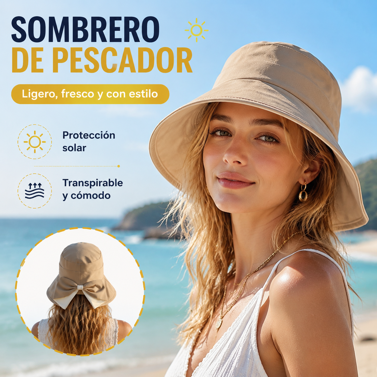🎀🎀 50% de descuento 👒 | Gorro retro con lazo: plegable y transpirable, un básico para el verano.