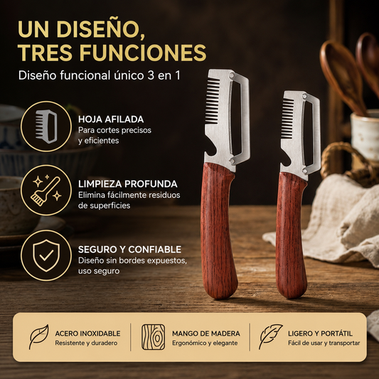 ✅Compra 1, llévate 1 gratis (2 artículos) 🧅🔪 Pelador de cocina multifuncional 3 en 1: ¡Pela, corta y abre botellas! 🔥