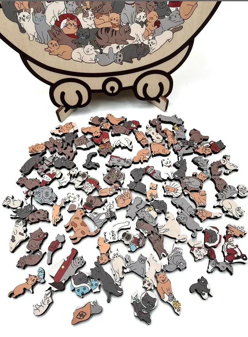 ⏳ Oferta por tiempo limitado -50% ⏰ Puzzle de Madera en Forma de Gato de 135 Piezas 😸✨