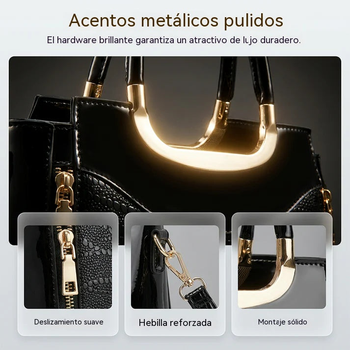 💎Oferta imperdible 2026✨ Bolso de mano vintage brillante con relieve de cocodrilo para mujer: elegante, espacioso y con un estilo impecable.