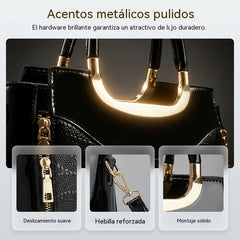 💎Oferta imperdible 2026✨ Bolso de mano vintage brillante con relieve de cocodrilo para mujer: elegante, espacioso y con un estilo impecable.