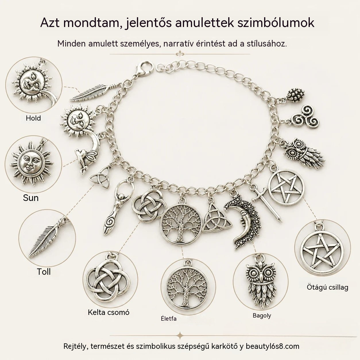 Misztikus hangulatú vintage charmos karkötő nőknek – Mennyei, gótikus és bohém ékszerek 🔮✨