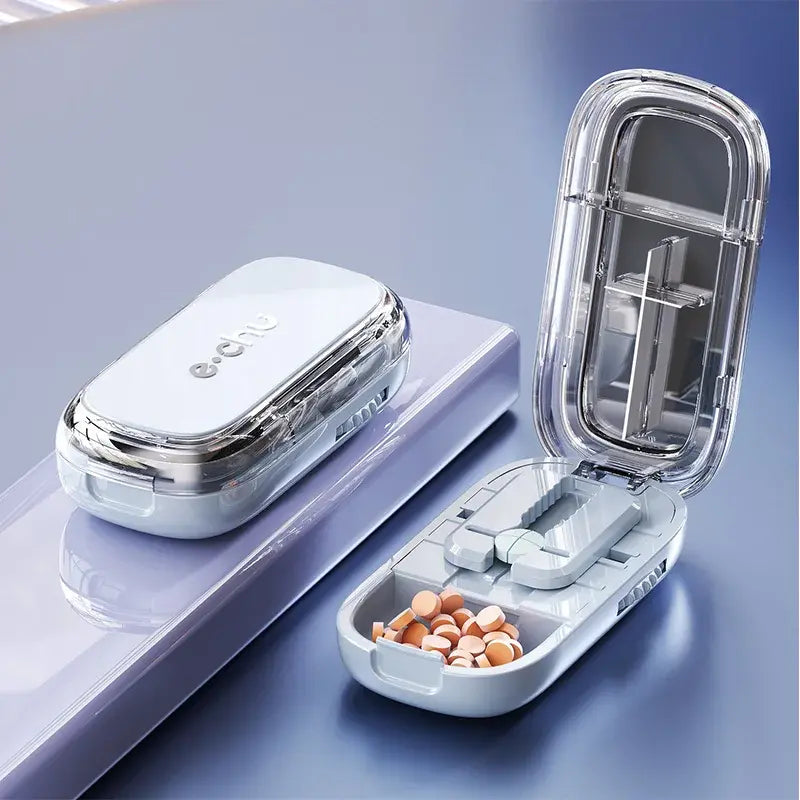 ✂️ Cortador de Pastillas Multifuncional – Divide en 2, 3 o 4 Partes, Caja Almacenadora Portátil 💊