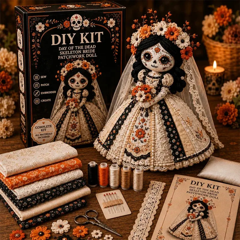 🧵✨ Kit de Muñeca de Patchwork DIY – Diseño Festivo y Adorable, Regalo Creativo para Manualidades 🎁