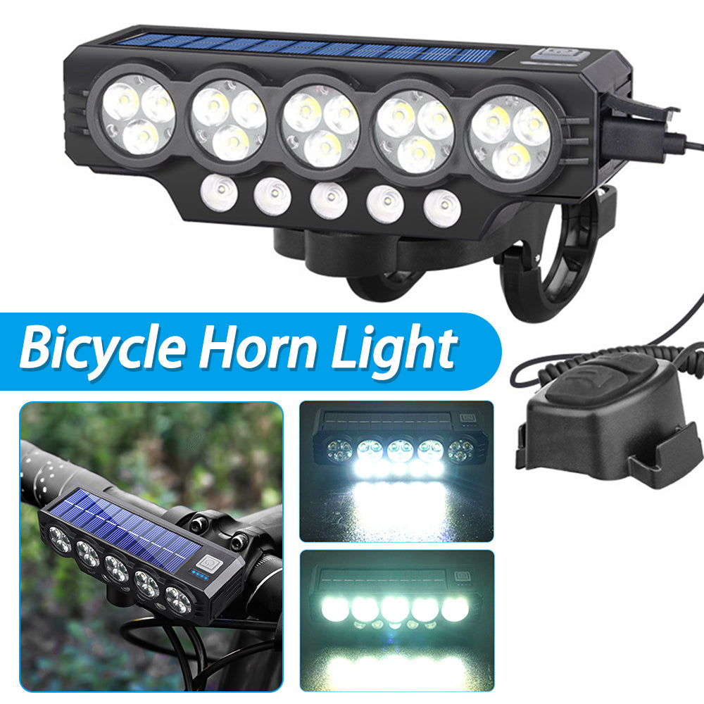 🚲💡Faro solar para bicicleta con carga USB y altavoz, 900 lúmenes, luz nocturna de larga duración para ciclismo