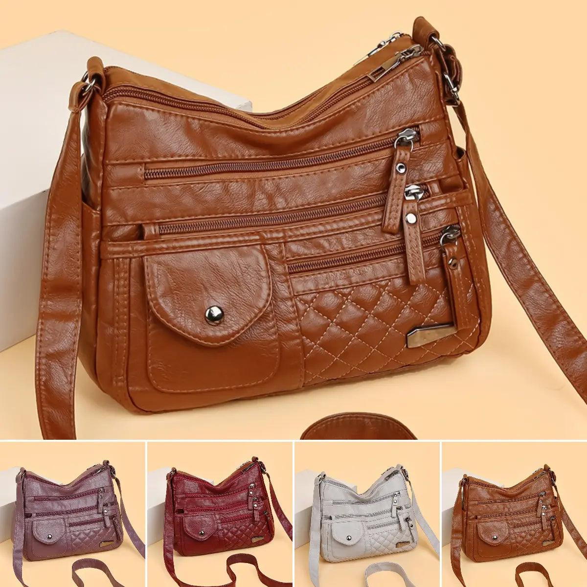 🔥Último día⏰50% de descuento👜Bolso de cuero suave de gran capacidad y múltiples capas para mujer