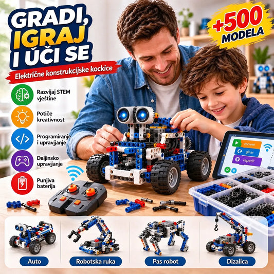 🔥【50 % popusta – ograničena ponuda】 🤖🧩【396 dijelova】 Komplet za sastavljanje programabilnog robota – kompatibilan s LEGO kockama