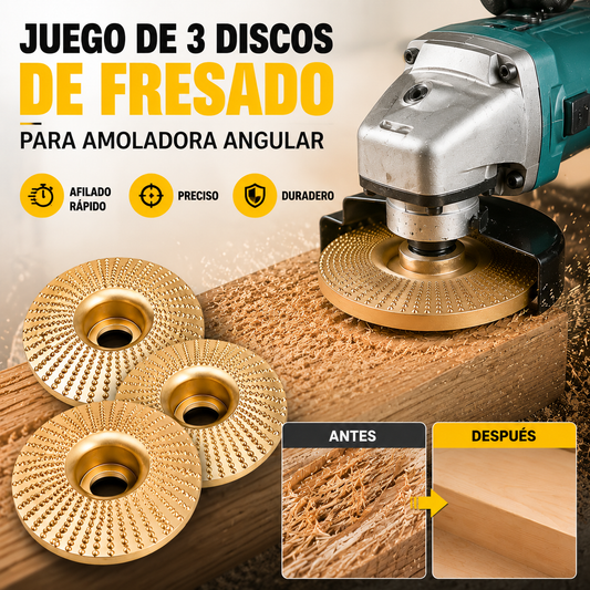 ⚙️🧰【3 piezas】Disco multifuncional para dar forma a la lijadora angular para madera