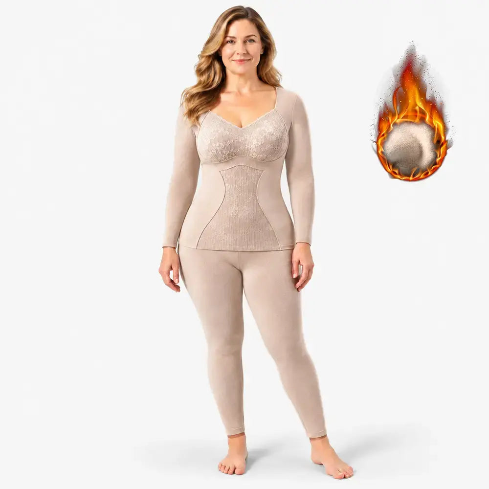 【M-2XL】Conjunto de ropa interior térmica de invierno para mujer: aislante, grueso, con inserciones, de calentamiento rápido, para otoño e invierno.