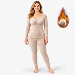 【M-2XL】Conjunto de ropa interior térmica de invierno para mujer: aislante, grueso, con inserciones, de calentamiento rápido, para otoño e invierno.