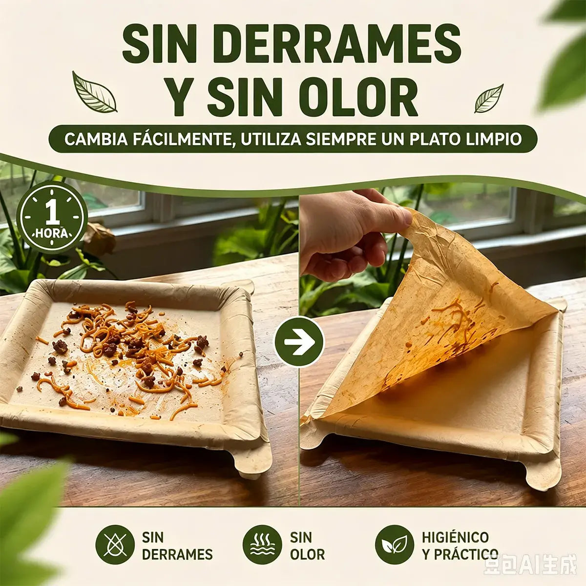 🍽️ 【¡Compra 1 y llévate 1 gratis! (40 artículos en total)】🌱Platos Desechables Biodegradables Peel Plate | Antiadherentes Impermeables Sin Lavado para Exterior y Hogar✨